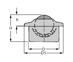 Zeichnung von Kugelrolle mit Bund Stahl-massiv 15 mm