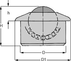 Zeichnung von Kugelrolle mit Bund Stahl-massiv 22, 30, 45, 60 mm