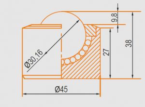 Zeichnung Kugelrolle ohne Bund Gehäuse und Kugel aus verchromten Stahl 30 mm